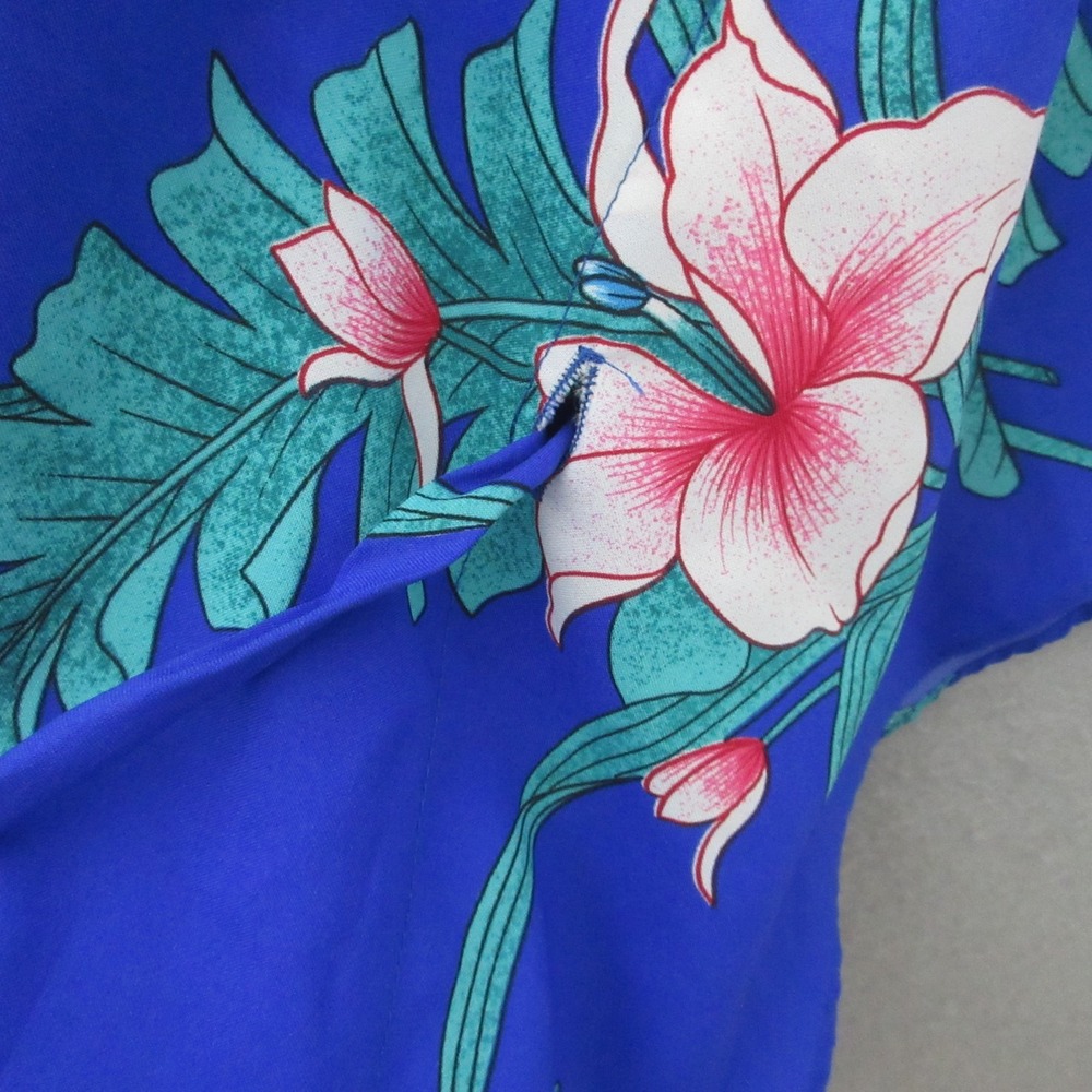 Vintage Hilo Hatties‎ Top Poncho Queen Blue Floral Hawaiian Luau Aloha USA NWT - Picture 5 of 10